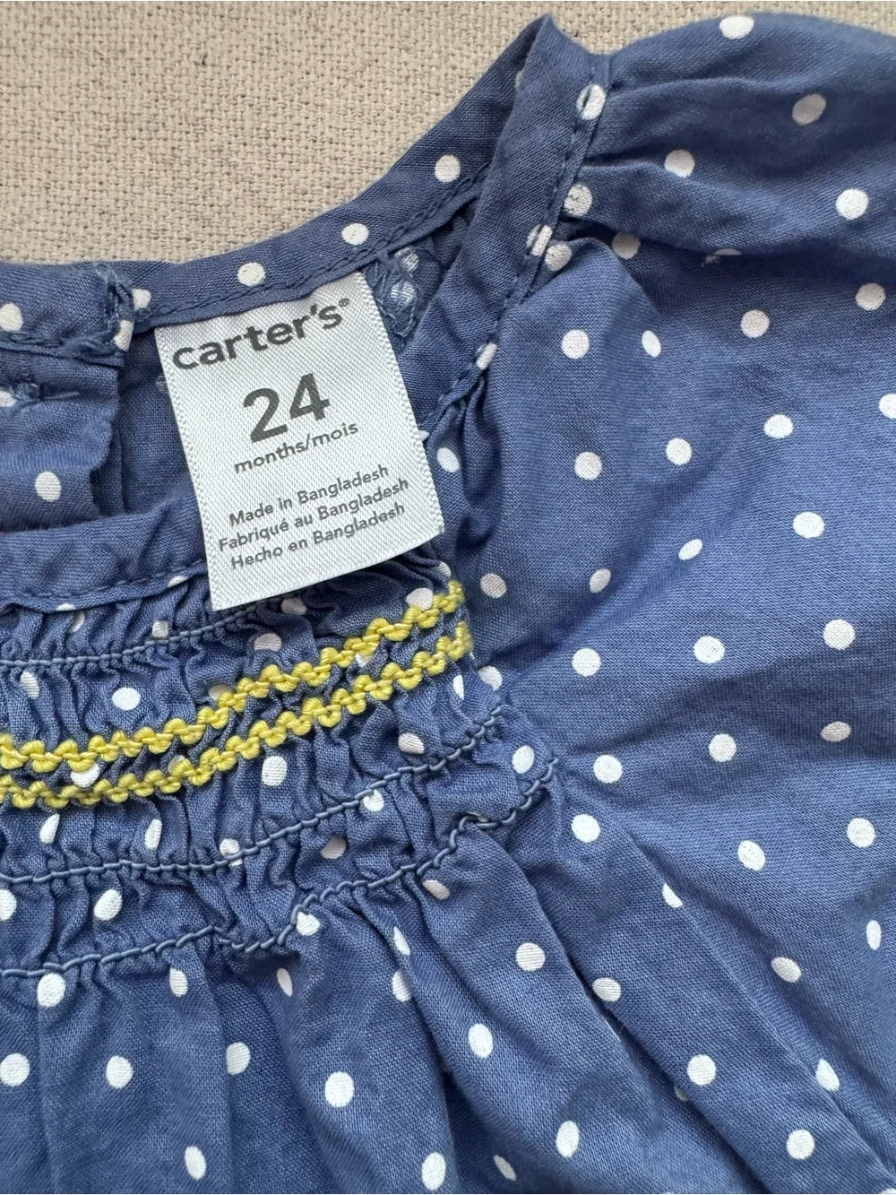 Toddler Carter’s Girl Blue Smocked Polkadot Dress